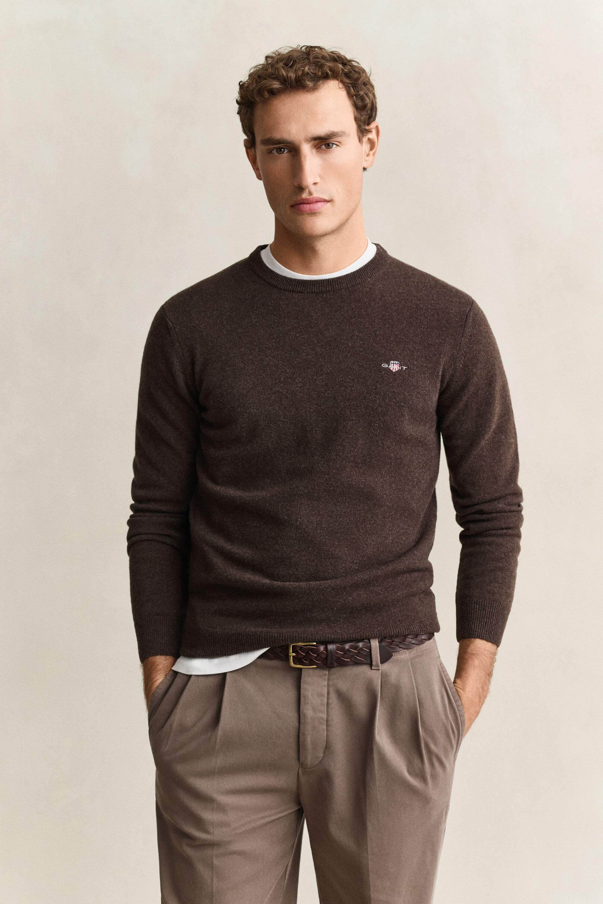 Crewneck sweater i lammeuld