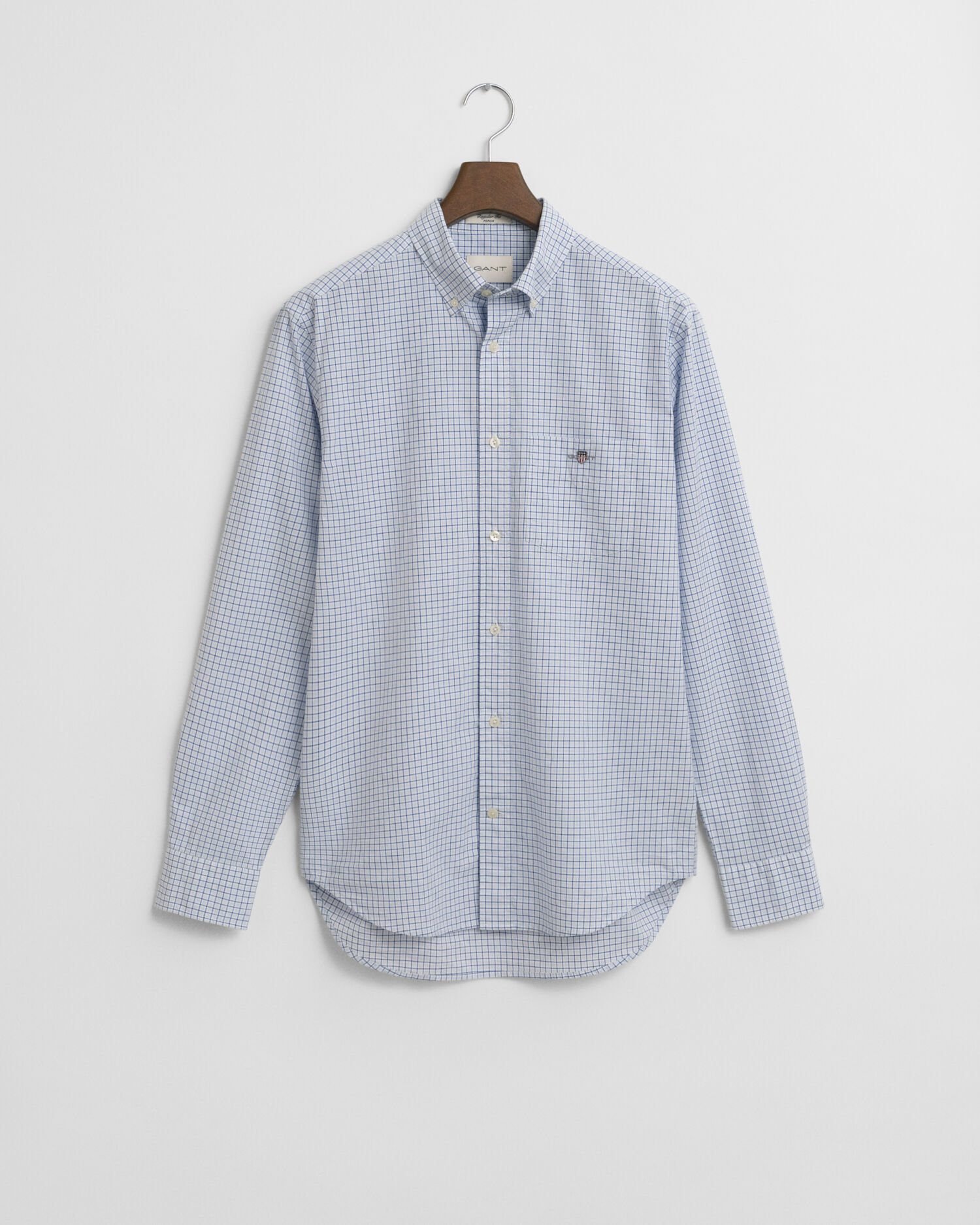 Regular fit klassisk poplin-skjorte med tern