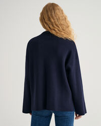 Ribstrikket sweater med mock-neck