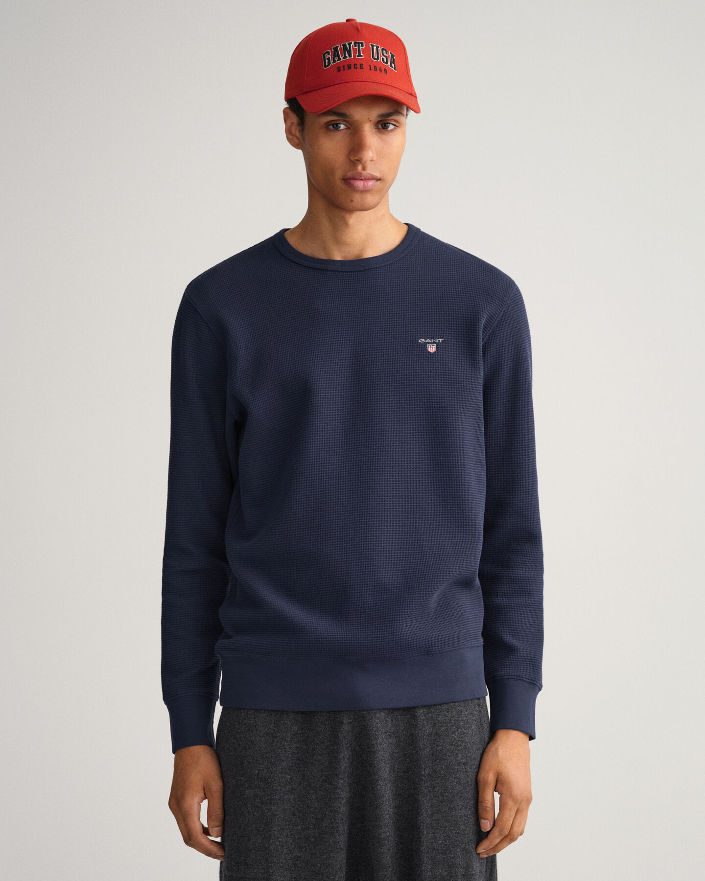 Waffle sweatshirt med crewneck