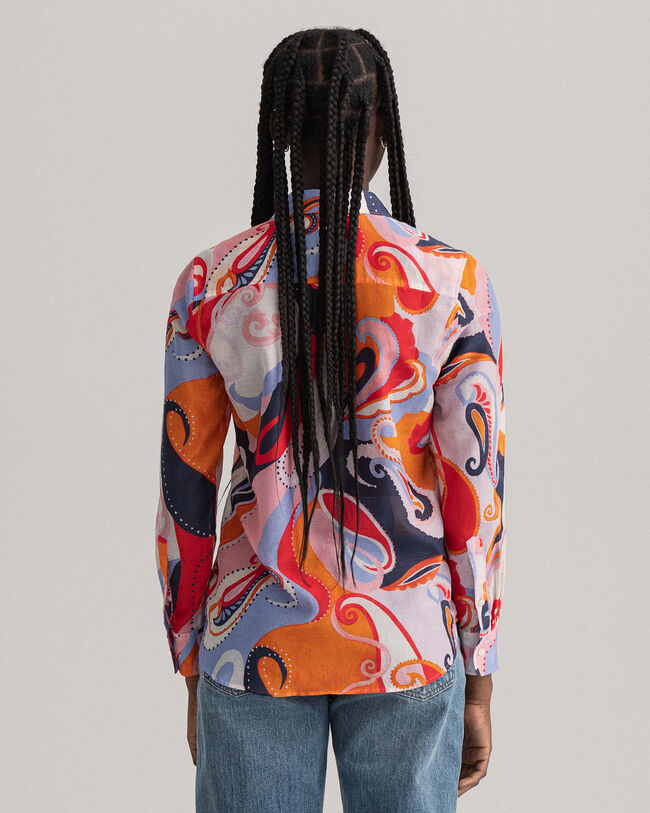 Regular fit paisley skjorte af bomuld og silke