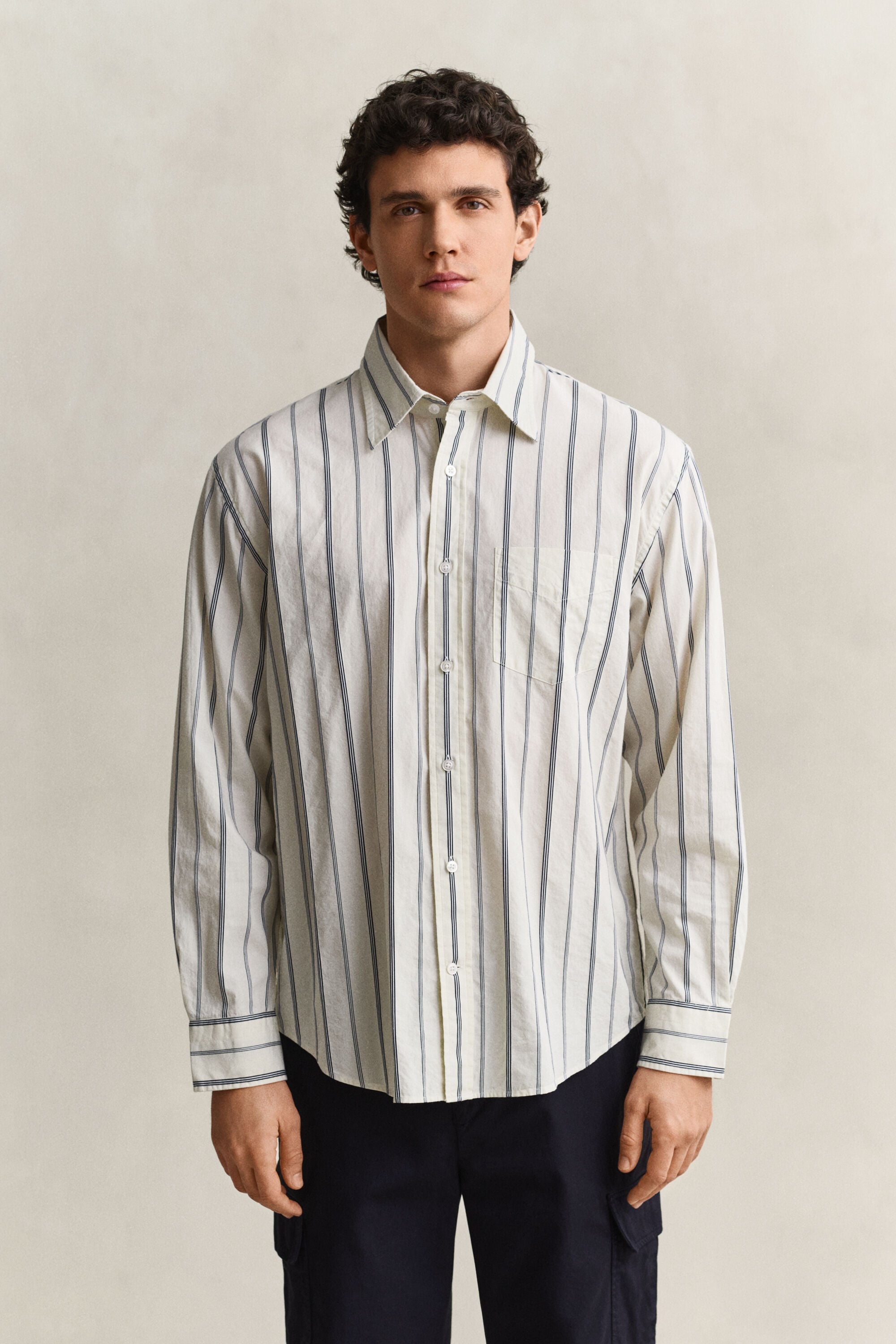 Relaxed fit dobby-stribet skjorte