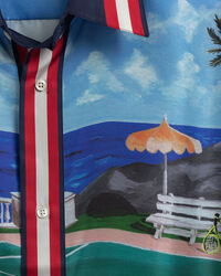 Relaxed fit Scenery silkeskjorte med korte ærmer