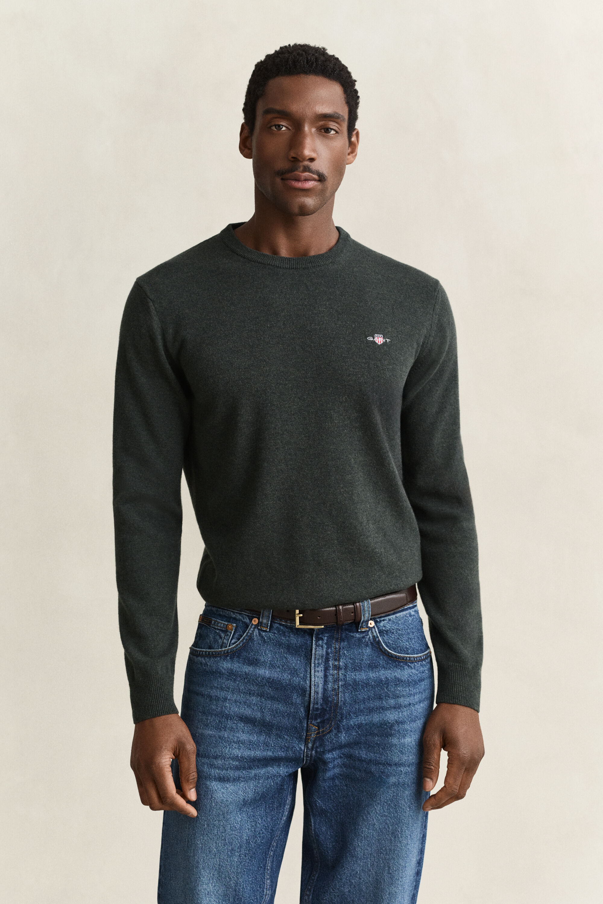 Crewneck sweater i lammeuld