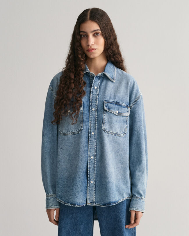 Oversized denimskjorte
