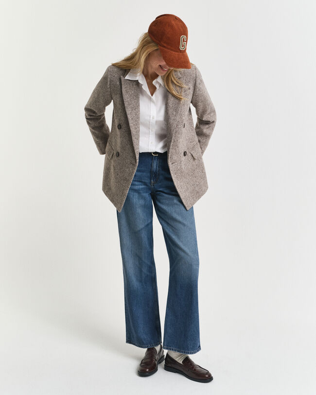 Regular fit uldblazer med tekstur