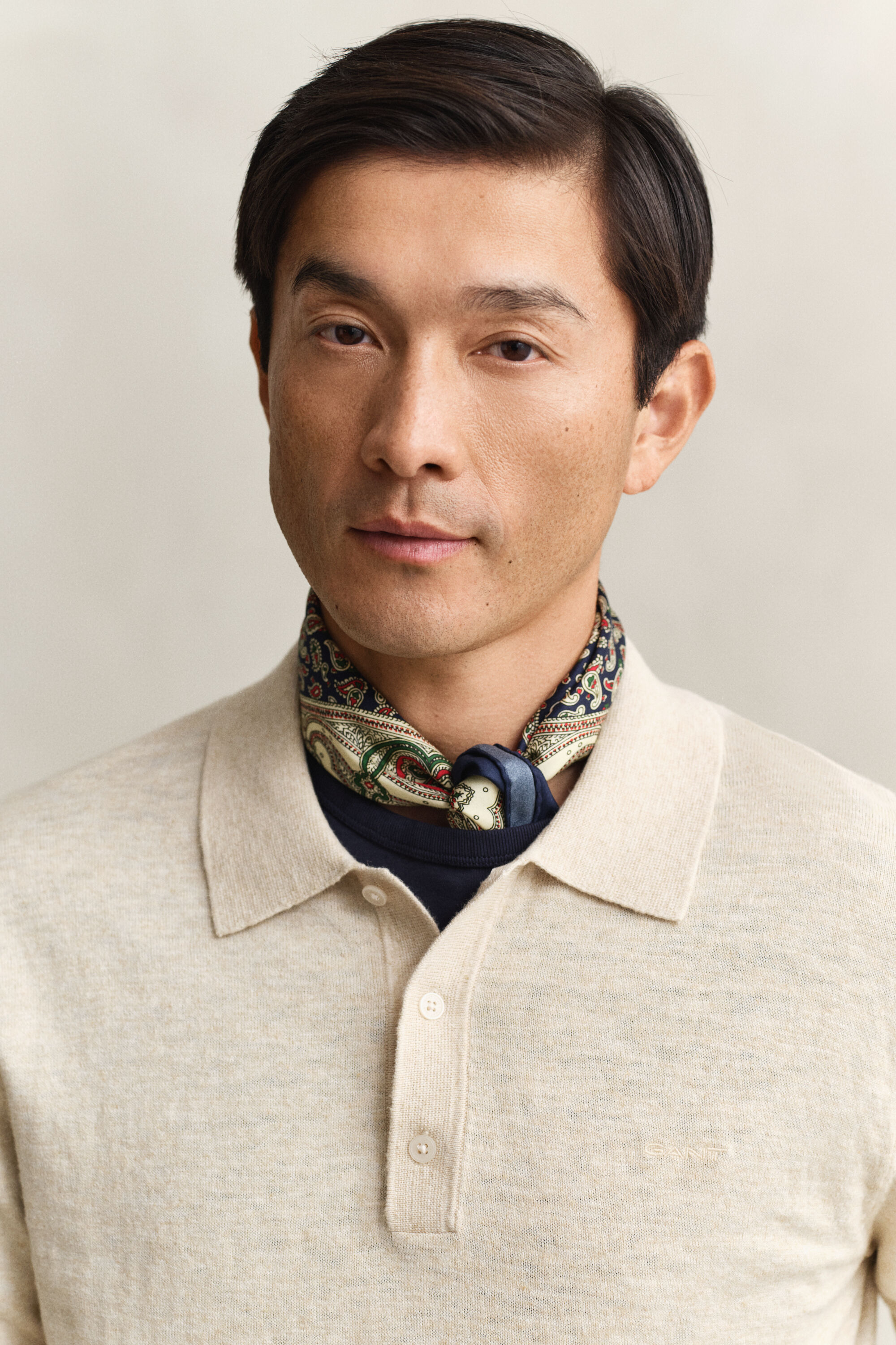 Polosweater i nopret bomuldsblanding