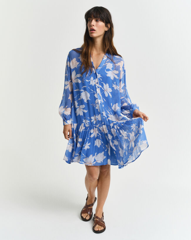 Tynd kjole med blomstertryk