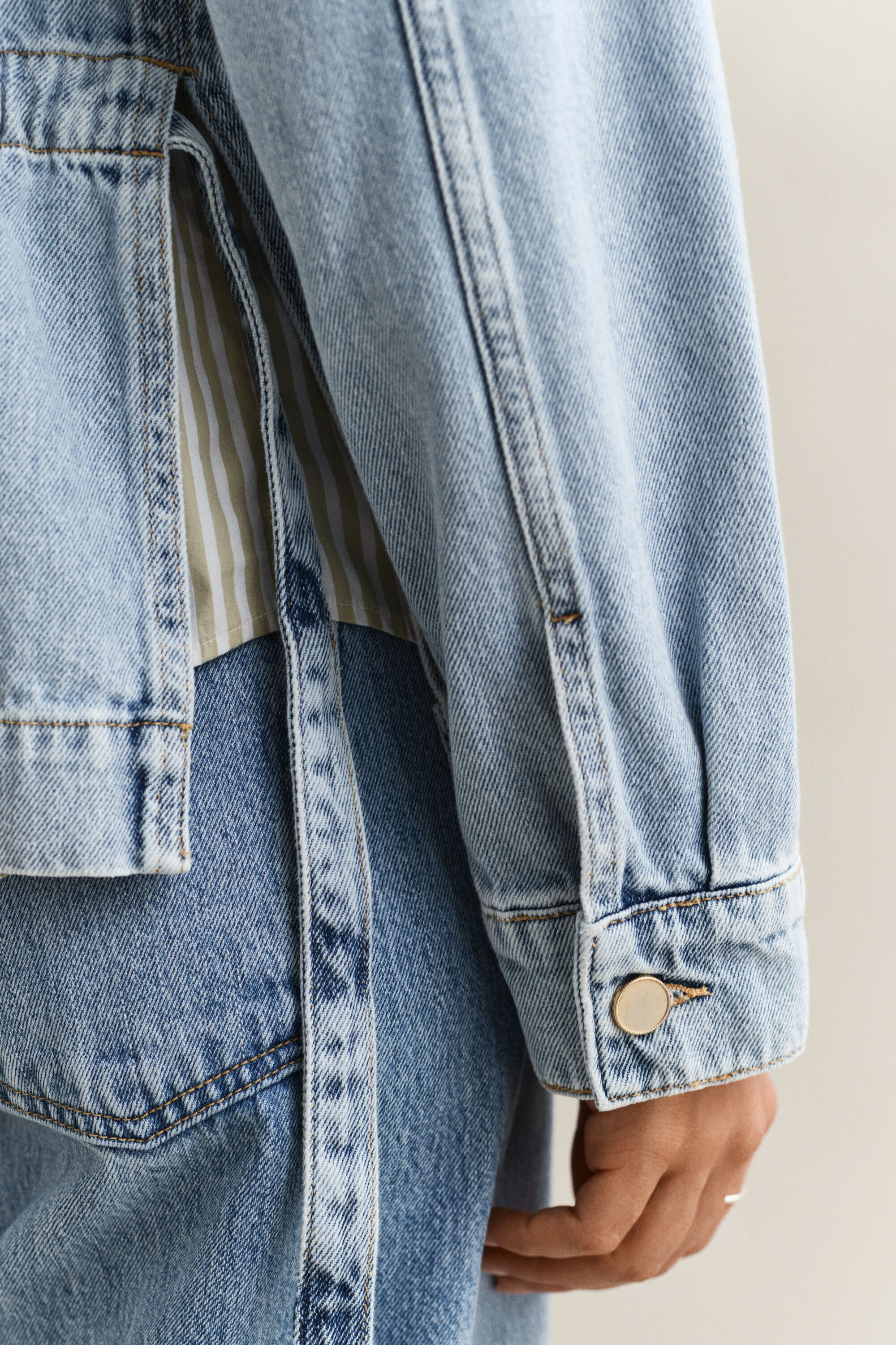 Denim-jakke med bindebånd