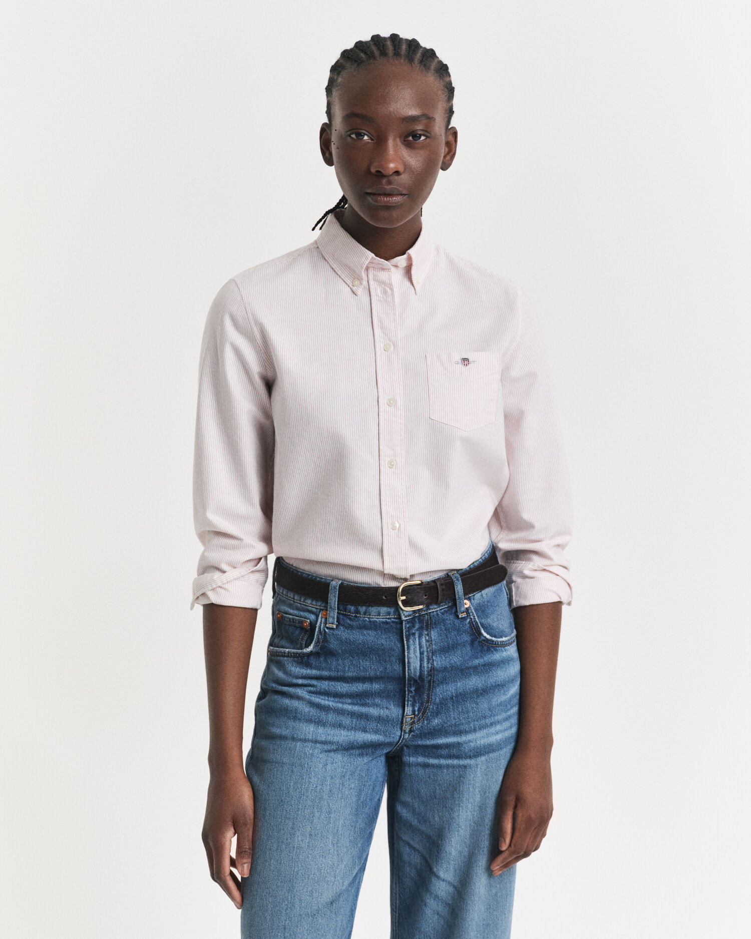 Regular fit klassisk stribet Oxford-skjorte