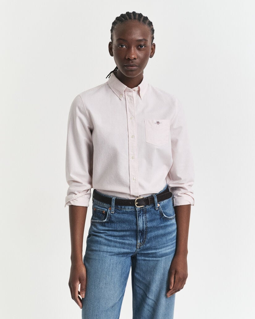 Regular fit klassisk stribet Oxford-skjorte