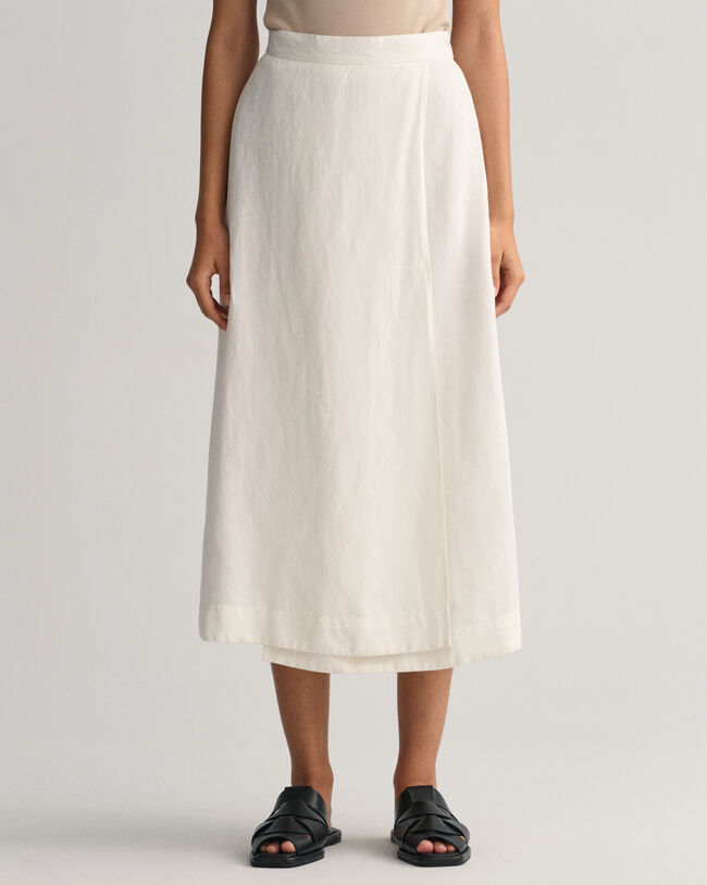 Midi nederdel i hør- og viskoseblanding