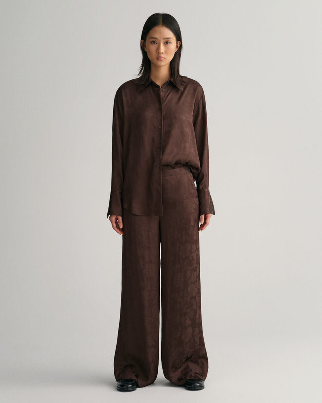 Bukser med brede ben og blonde-jacquard