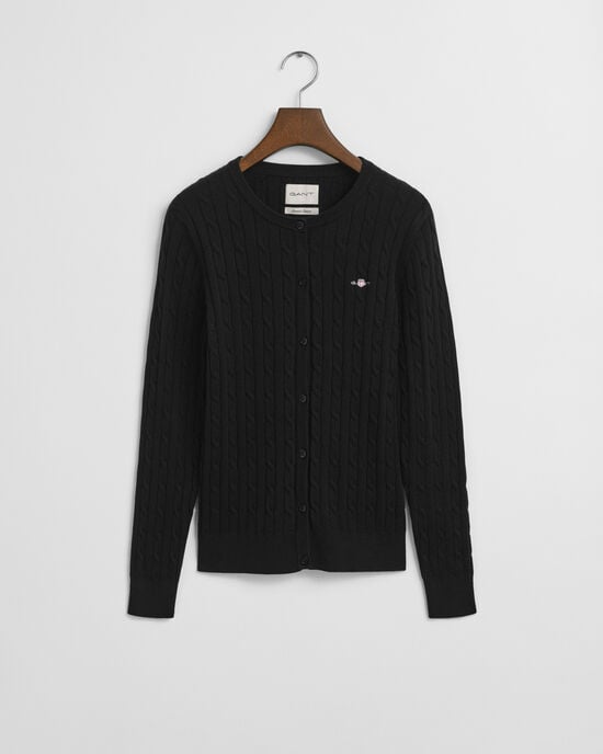 Cardigan af strækbomuld med kabelstrik