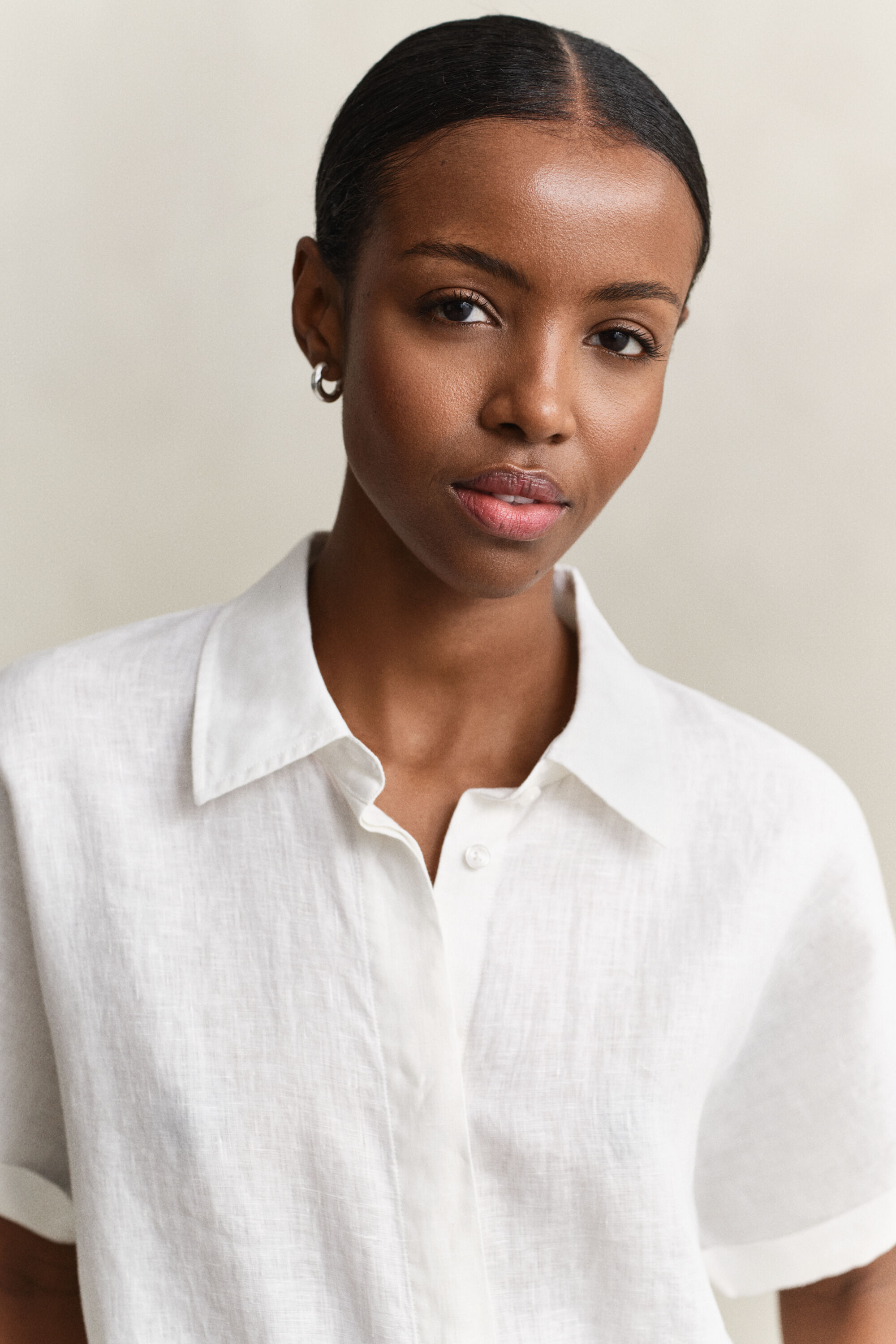 Skjorte i hør med korte ærmer