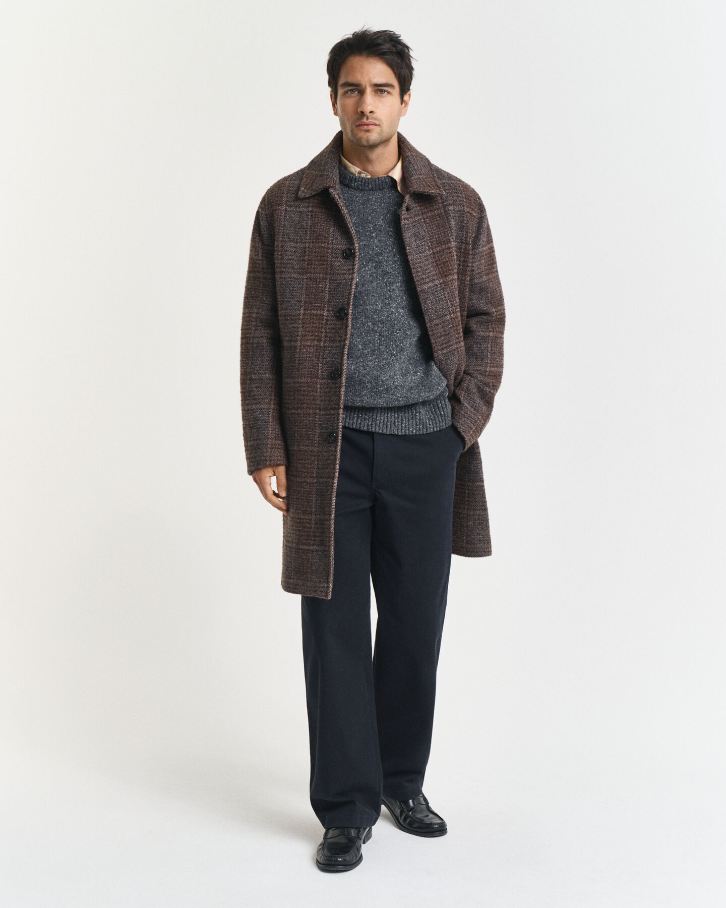 Sweater med crewneck og nister i uldblanding