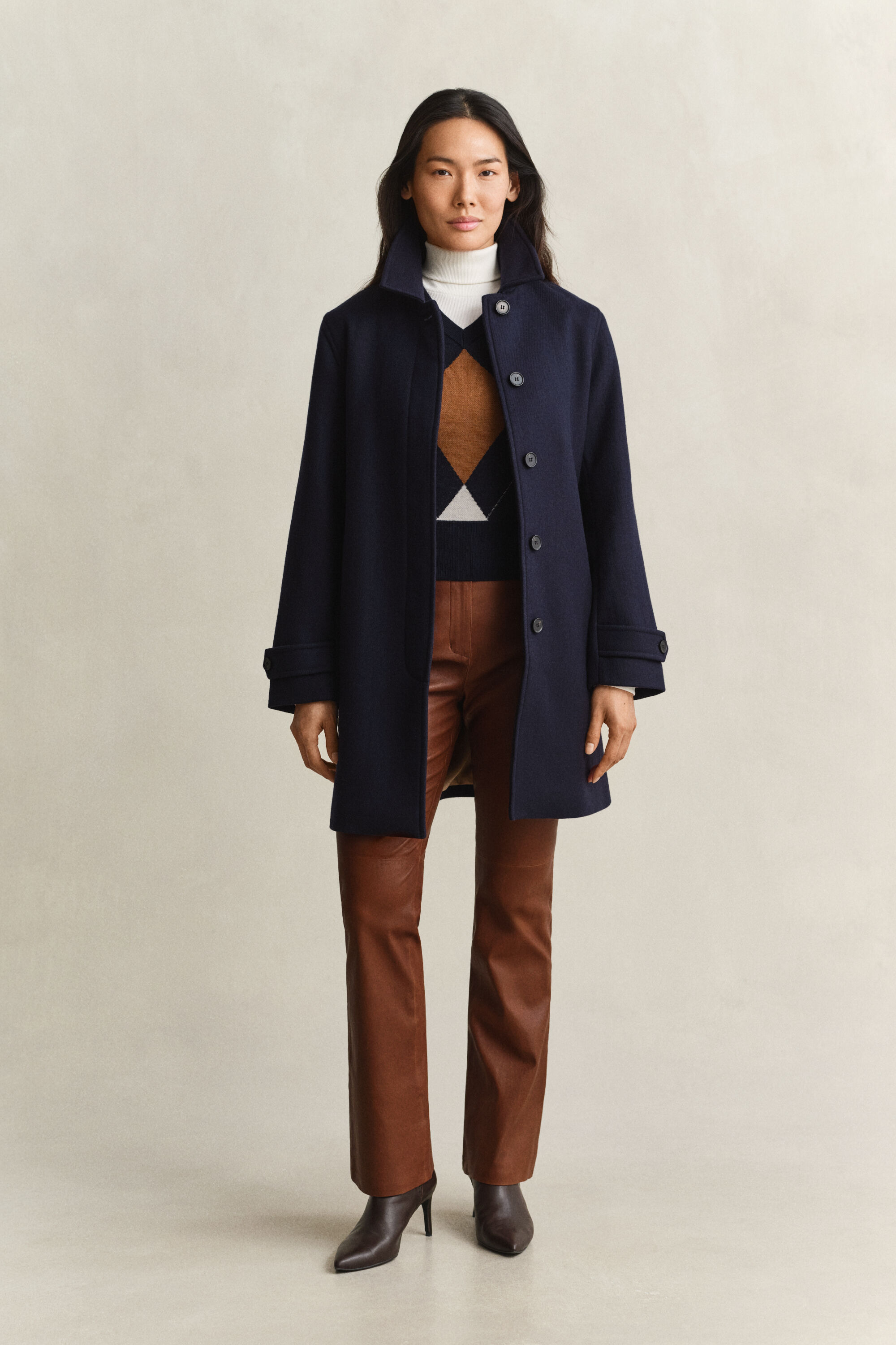 Strikket argyle vest i uld