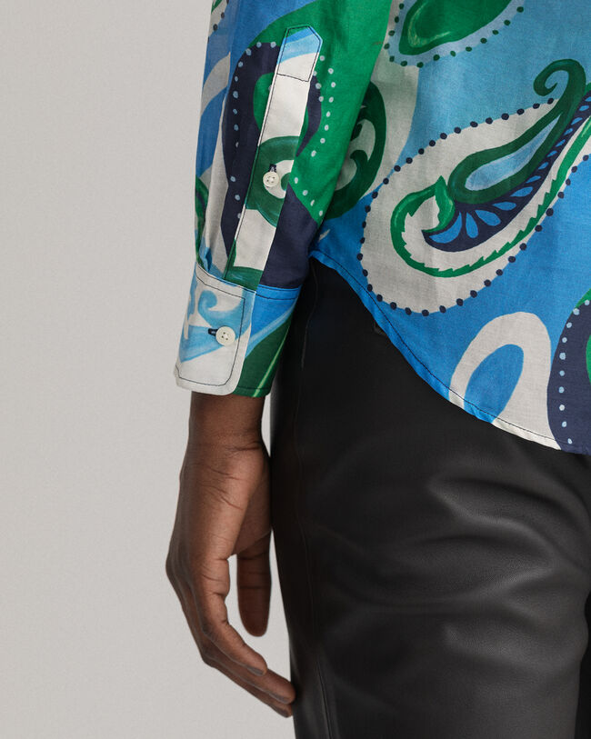 Regular fit paisley skjorte af bomuld og silke