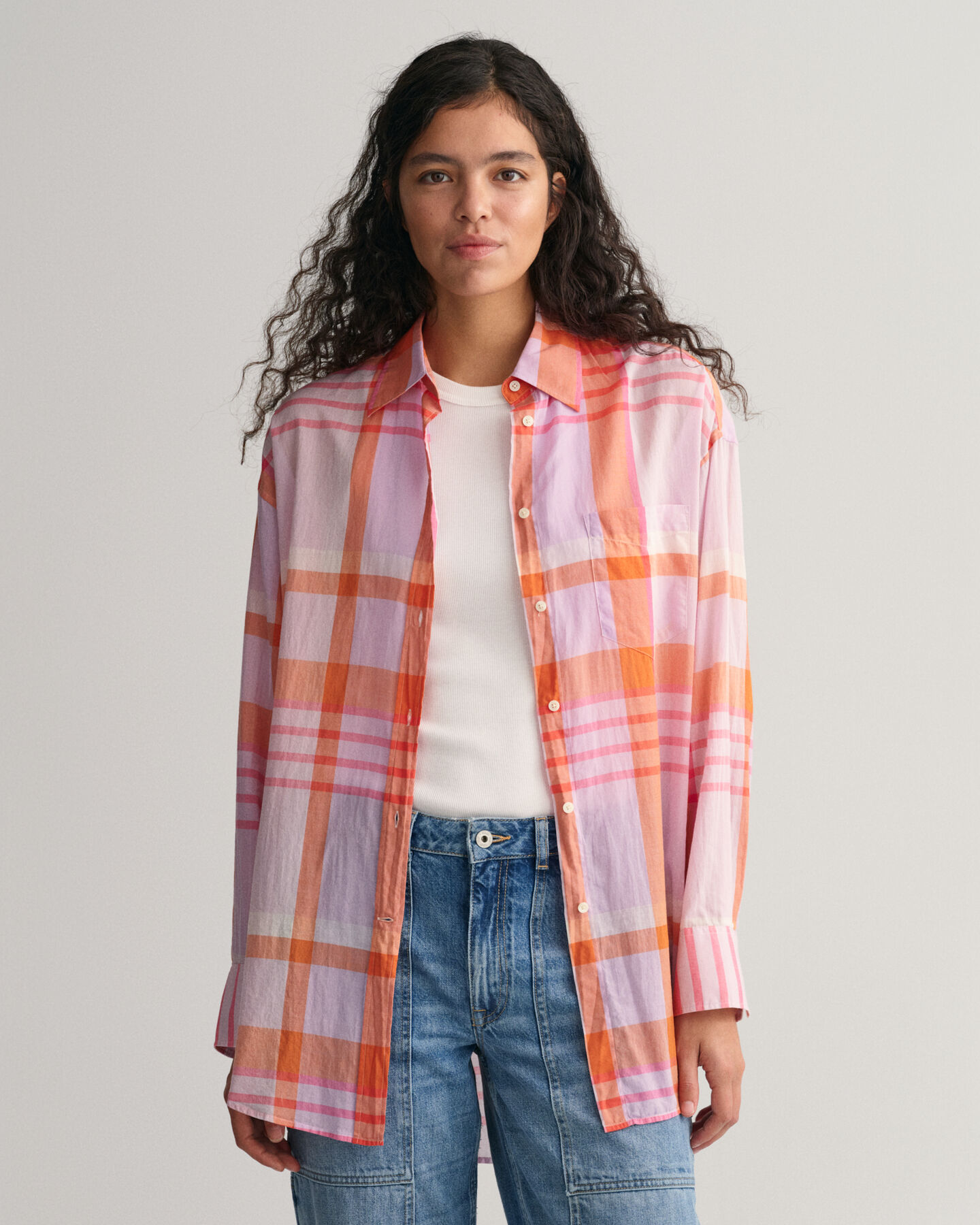 Oversized madras skjorte