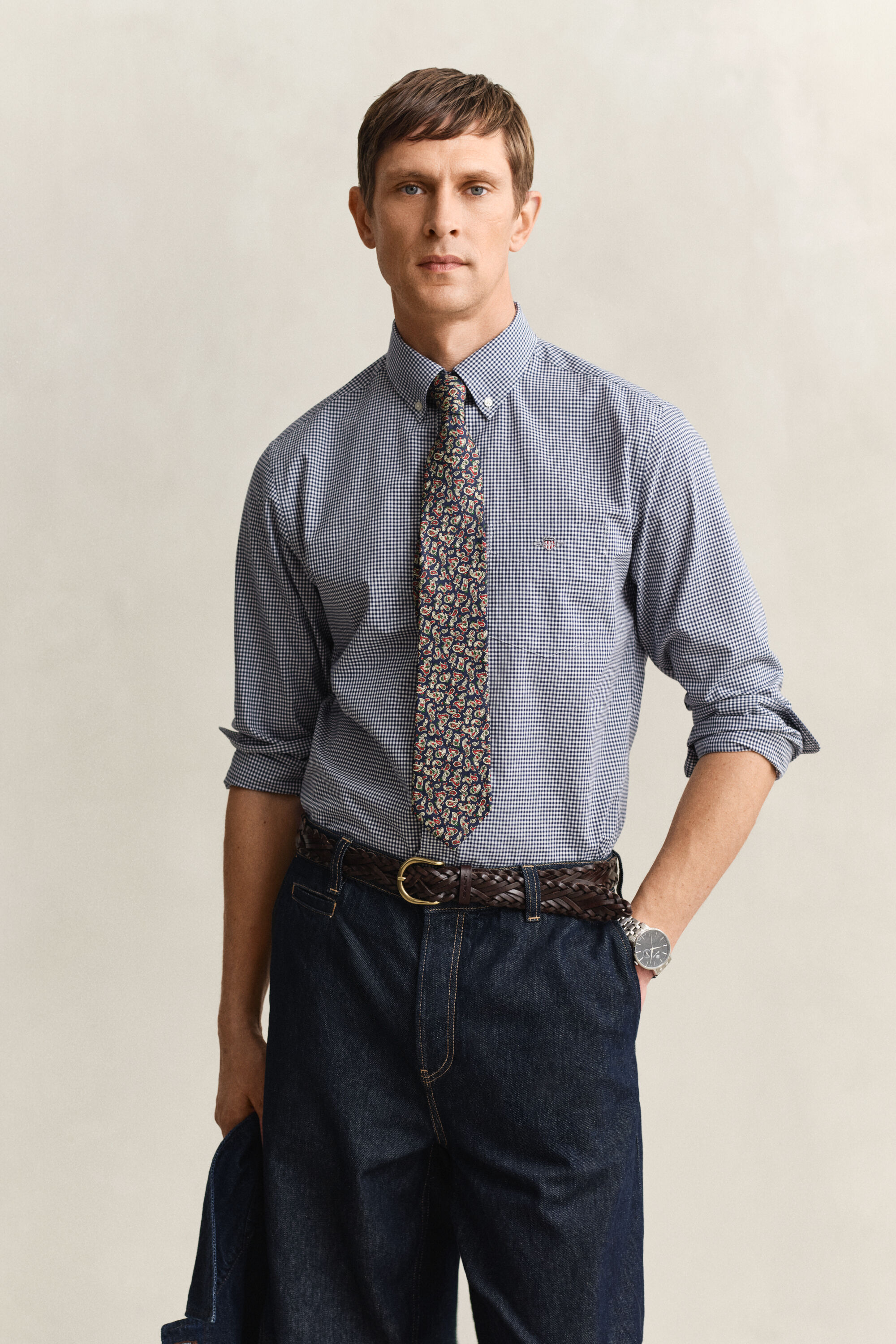 Gingham klassisk poplin-skjorte