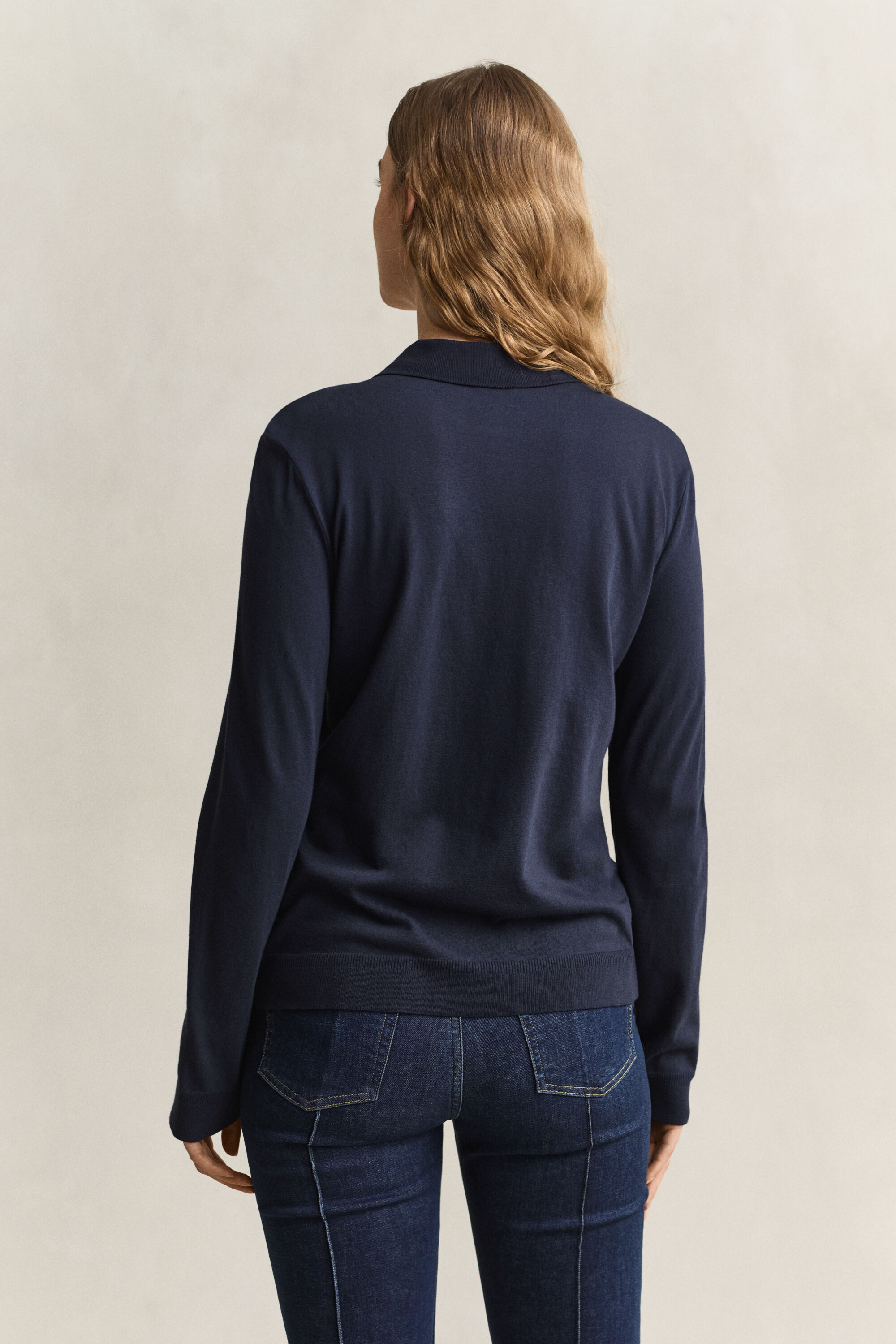 Sømløs langærmet polotop