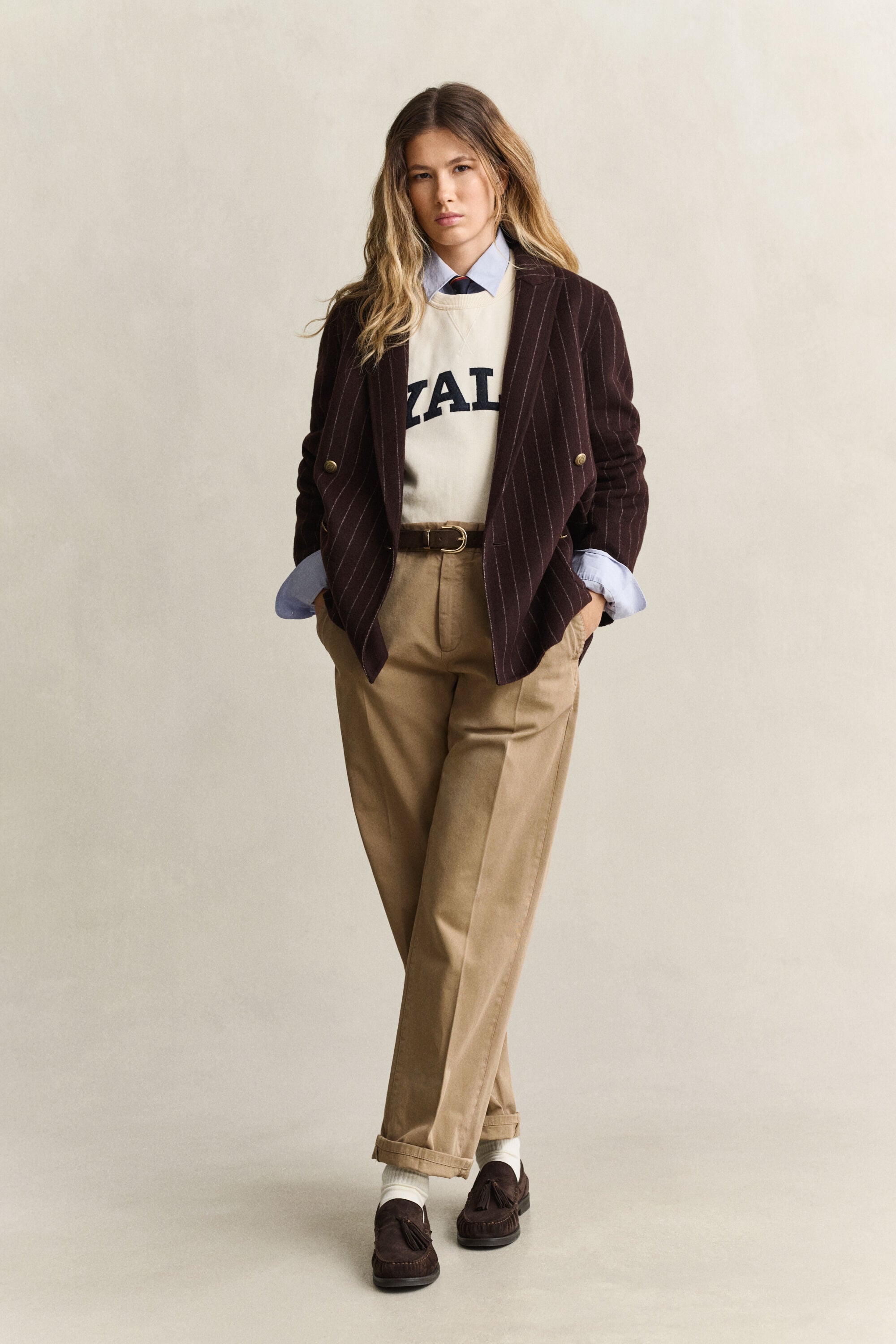 Gant x Yale nålestribet håndsyet blazer