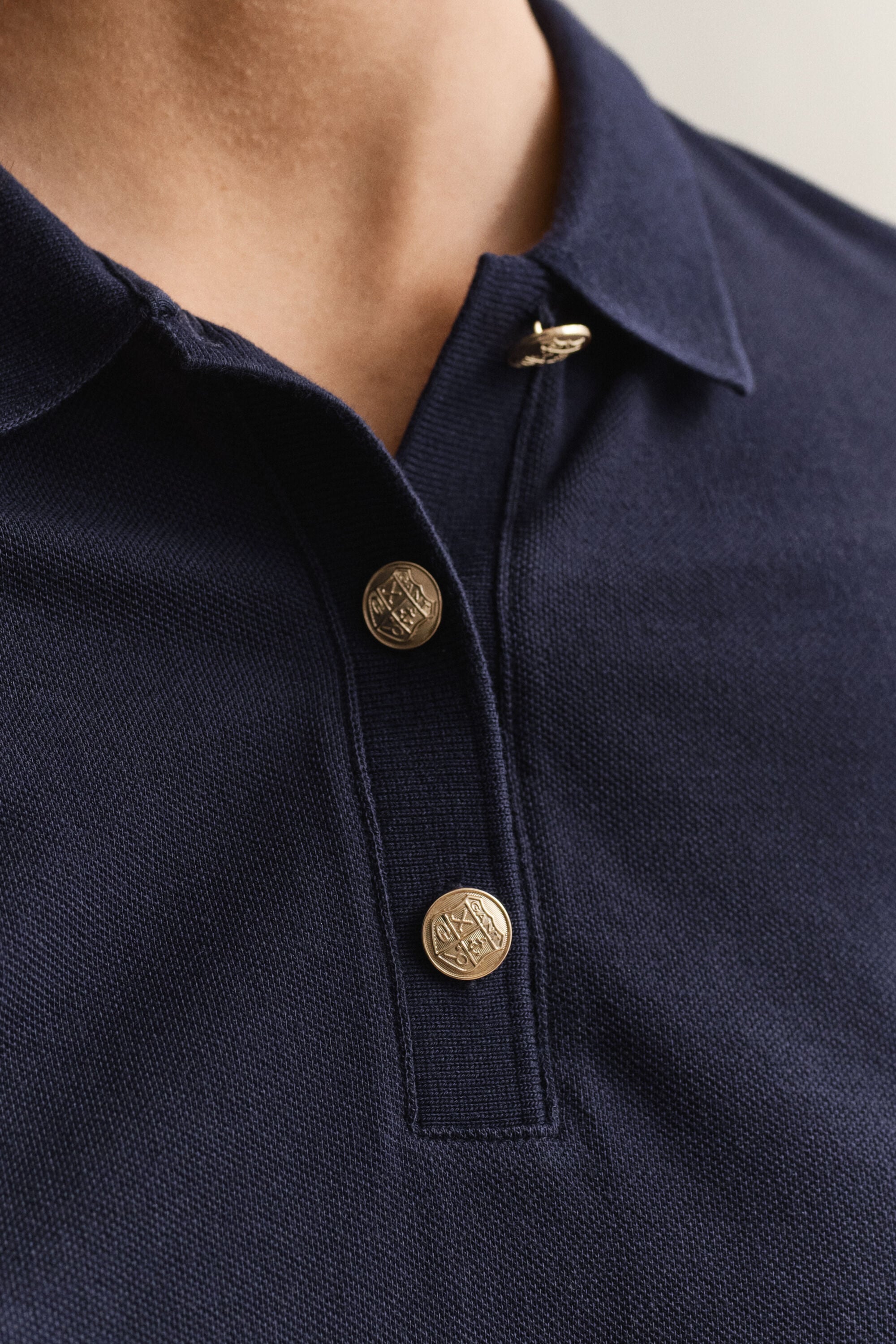 Langærmet piqué polo-top