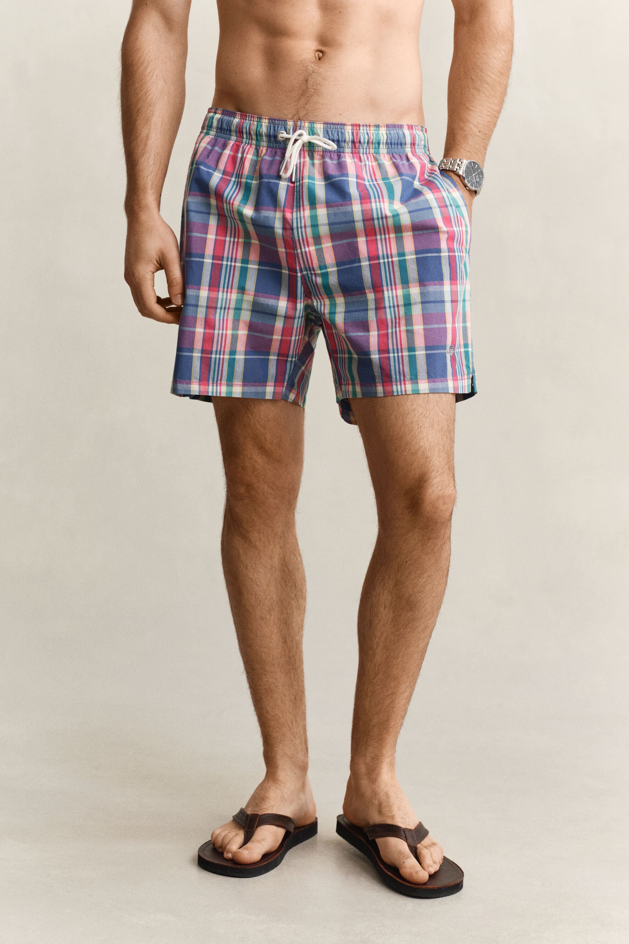 Madras-ternede badeshorts