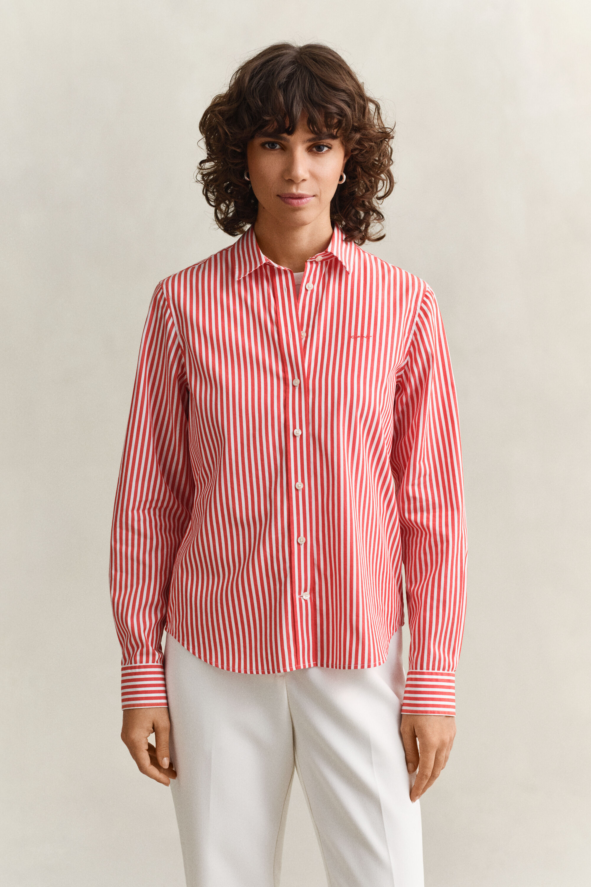 Regular fit stribet klassisk poplin-skjorte