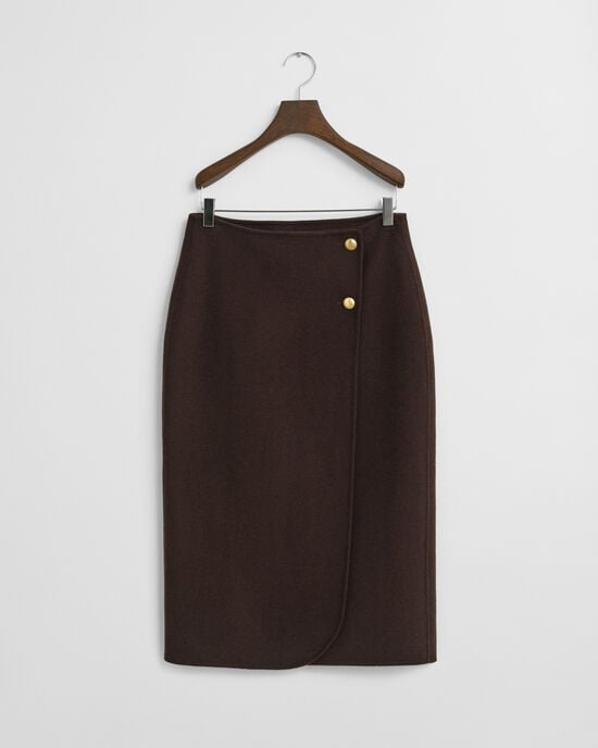 Midi håndsyet slå-om nederdel