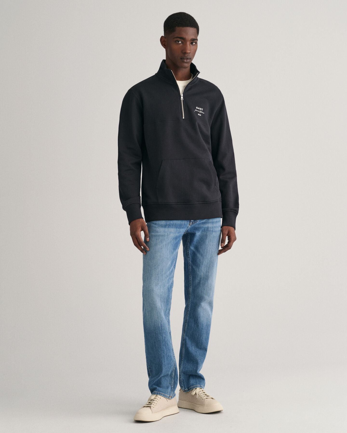 GANT Script Graphic sweatshirt med halv lynlås