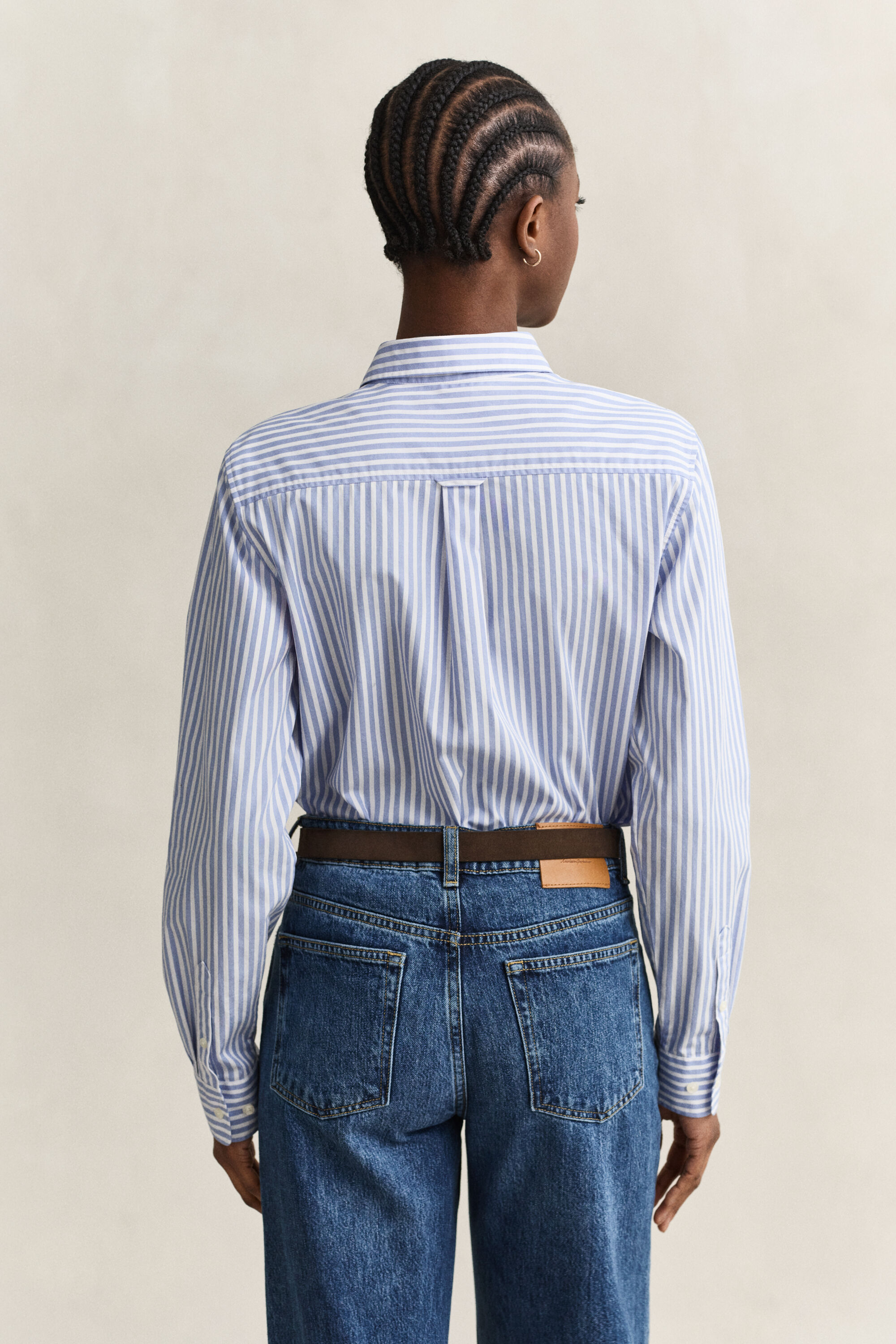 Regular fit stribet klassisk poplin-skjorte