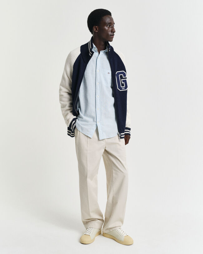 Regular fit stribet skjorte af bomuldshør