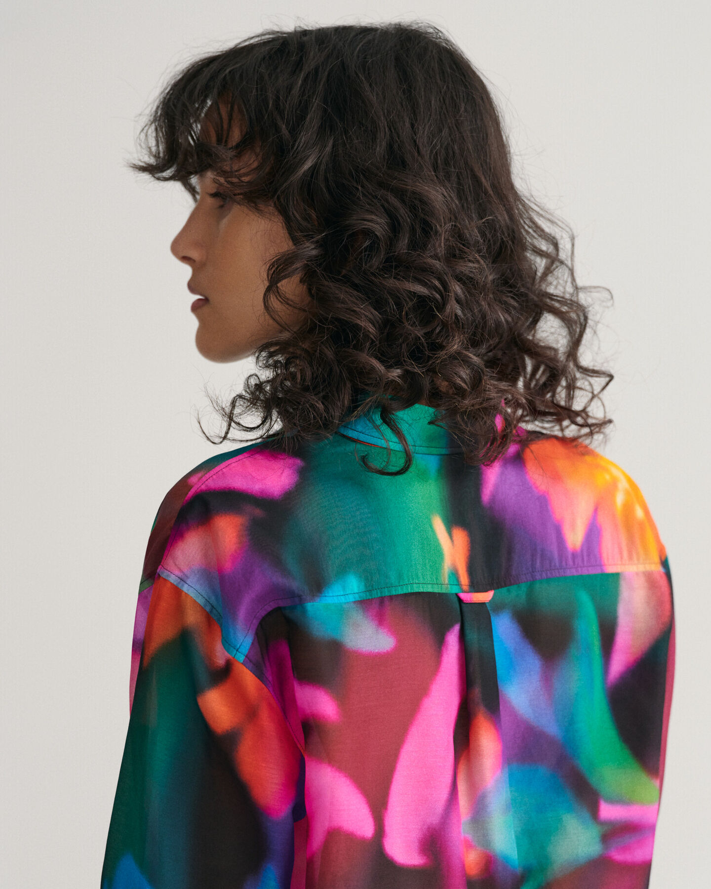 Relaxed fit bomuldssilkeskjorte med blomstertryk