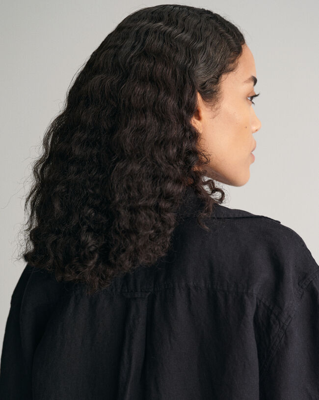 Relaxed fit popover h&oslash;rskjorte med korte &aelig;rmer