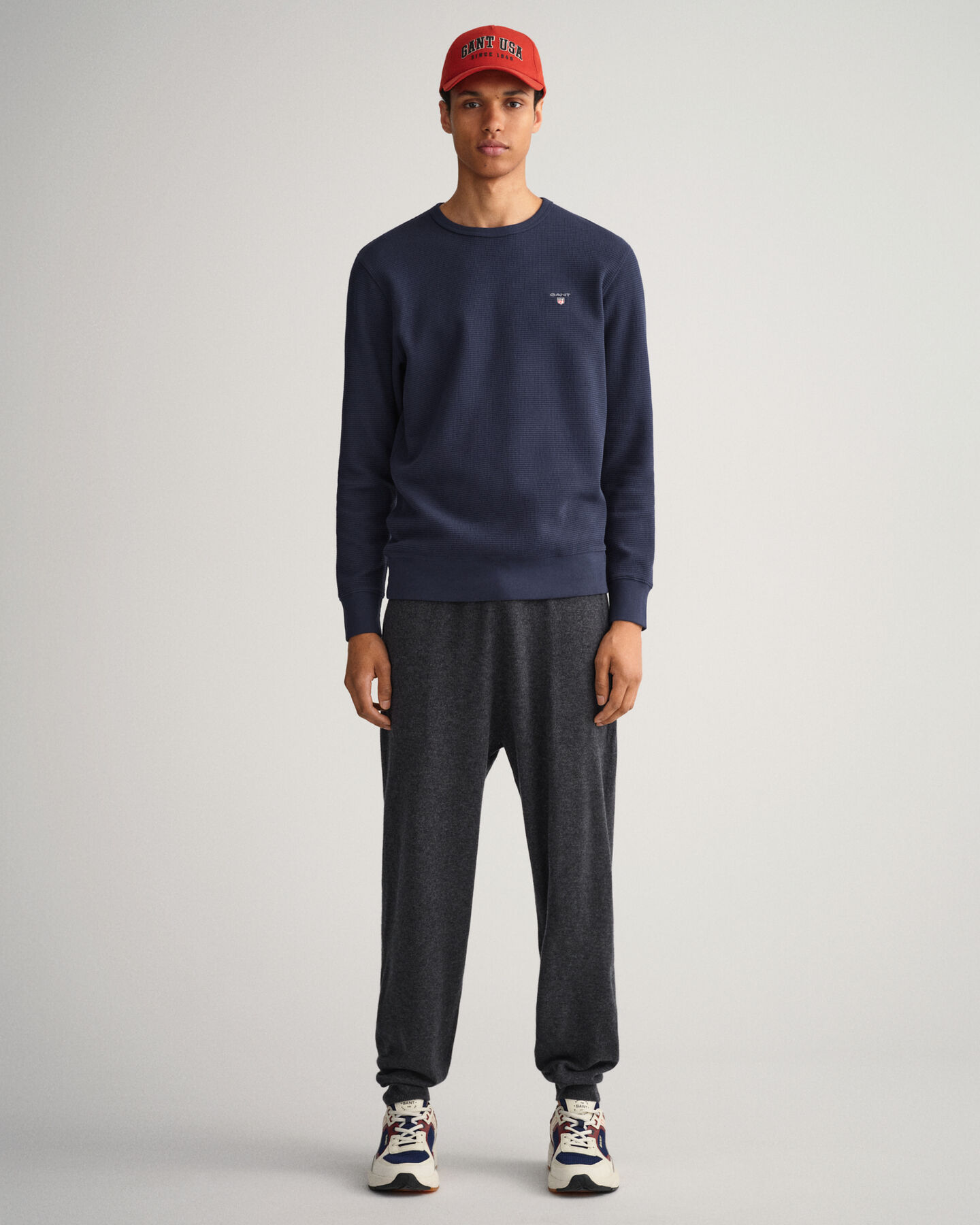 Waffle sweatshirt med crewneck