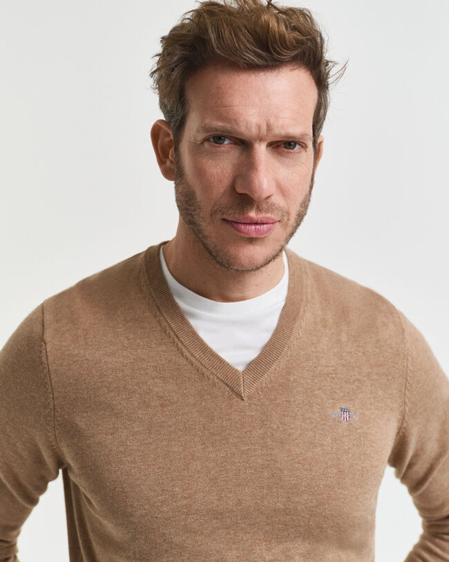 Klassiske sweater i bomuld med V-hals