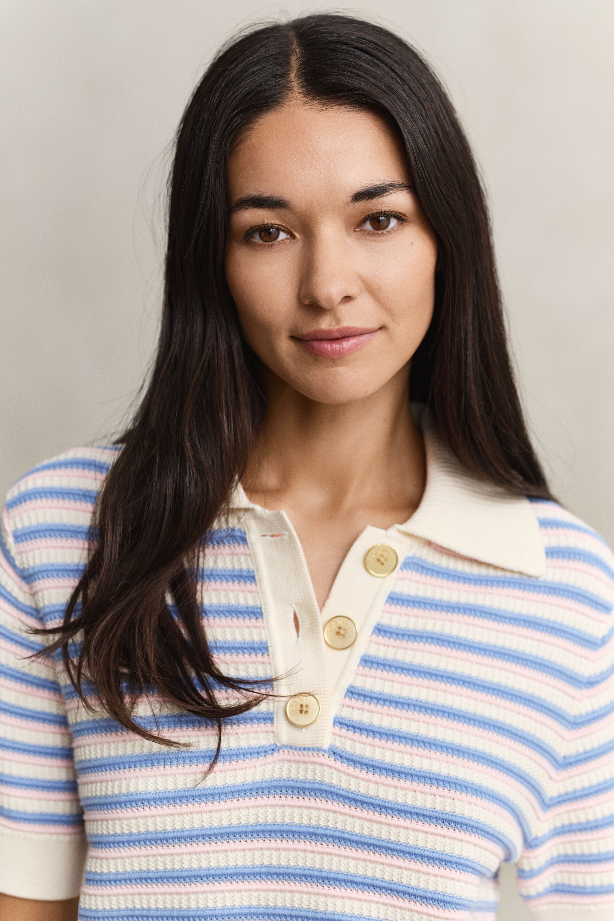 Flerfarvet tekstureret top