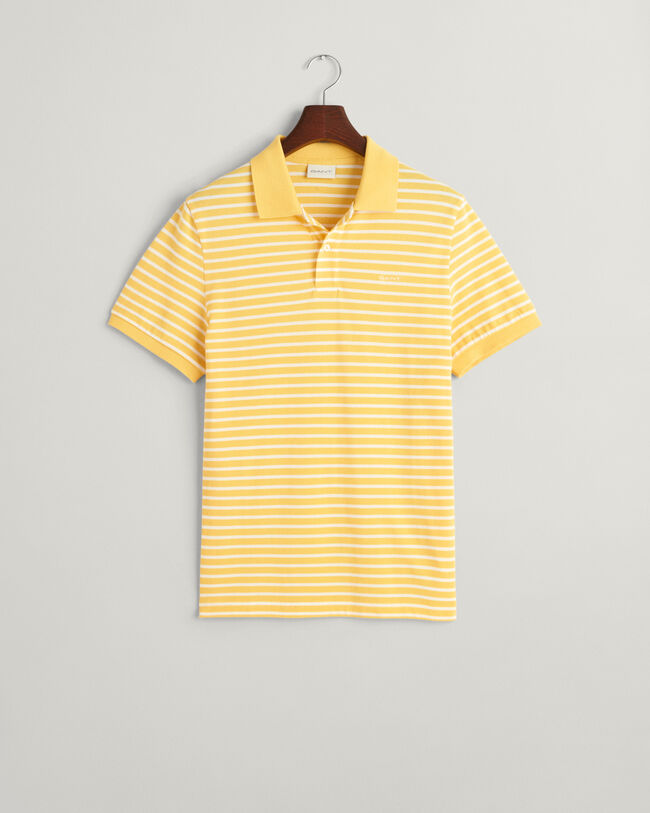 Stribet piqu&eacute; poloskjorte