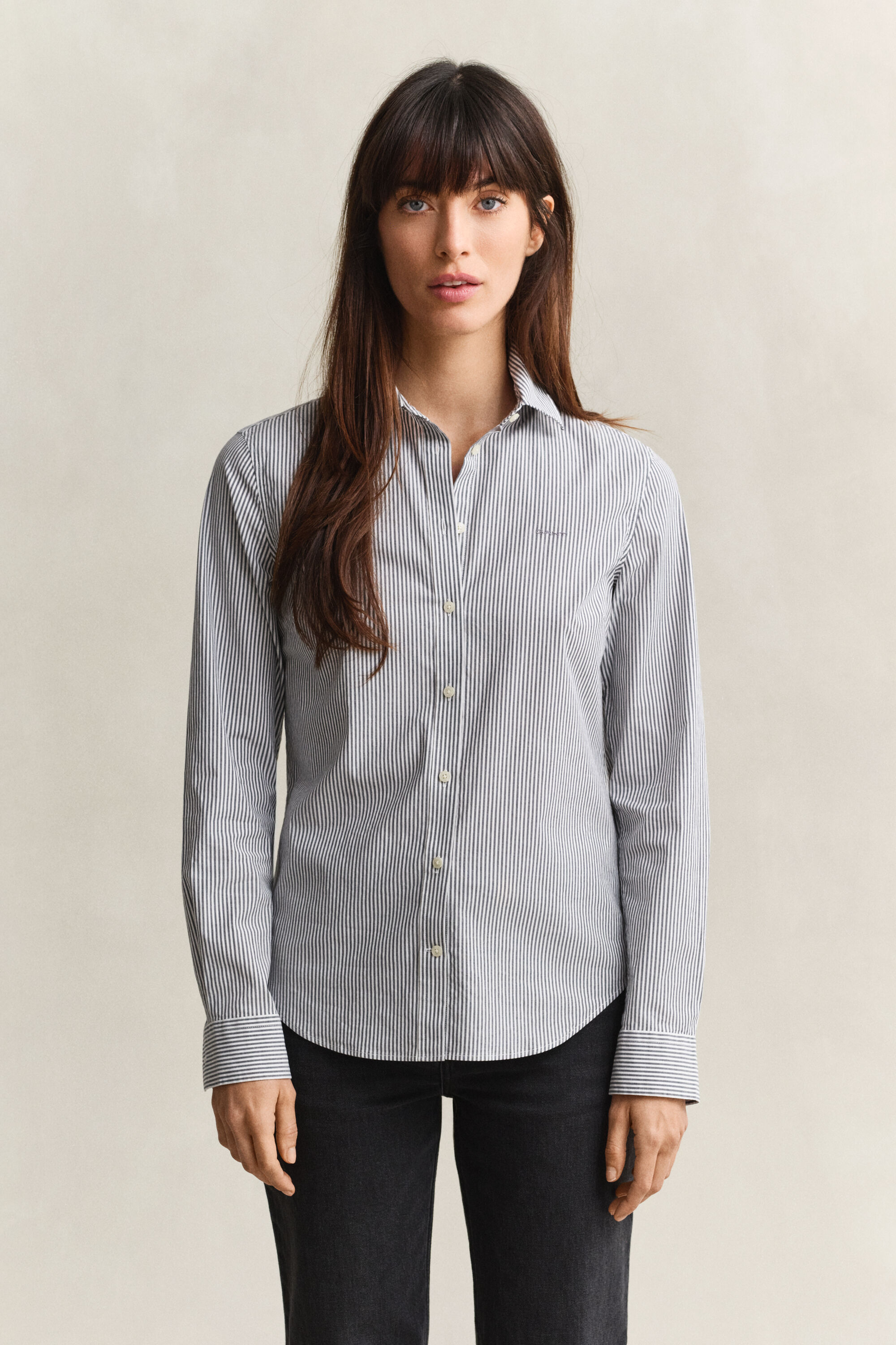 Stribet poplin-skjorte
