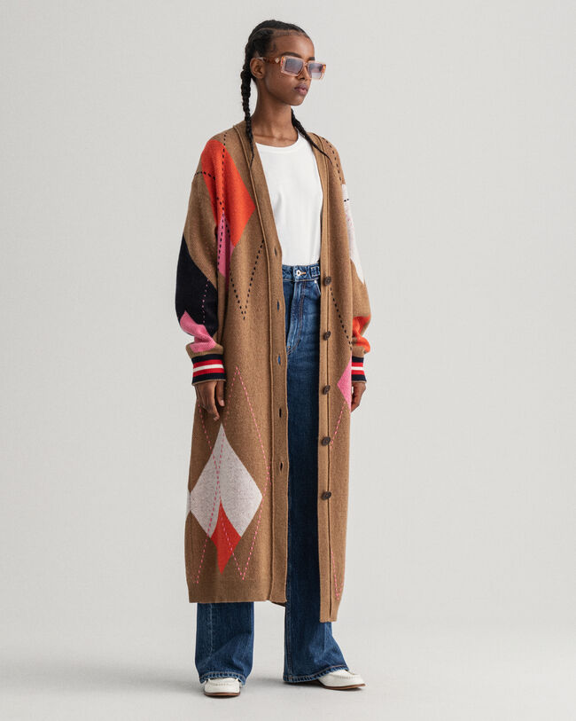 Lang argyle cardigan