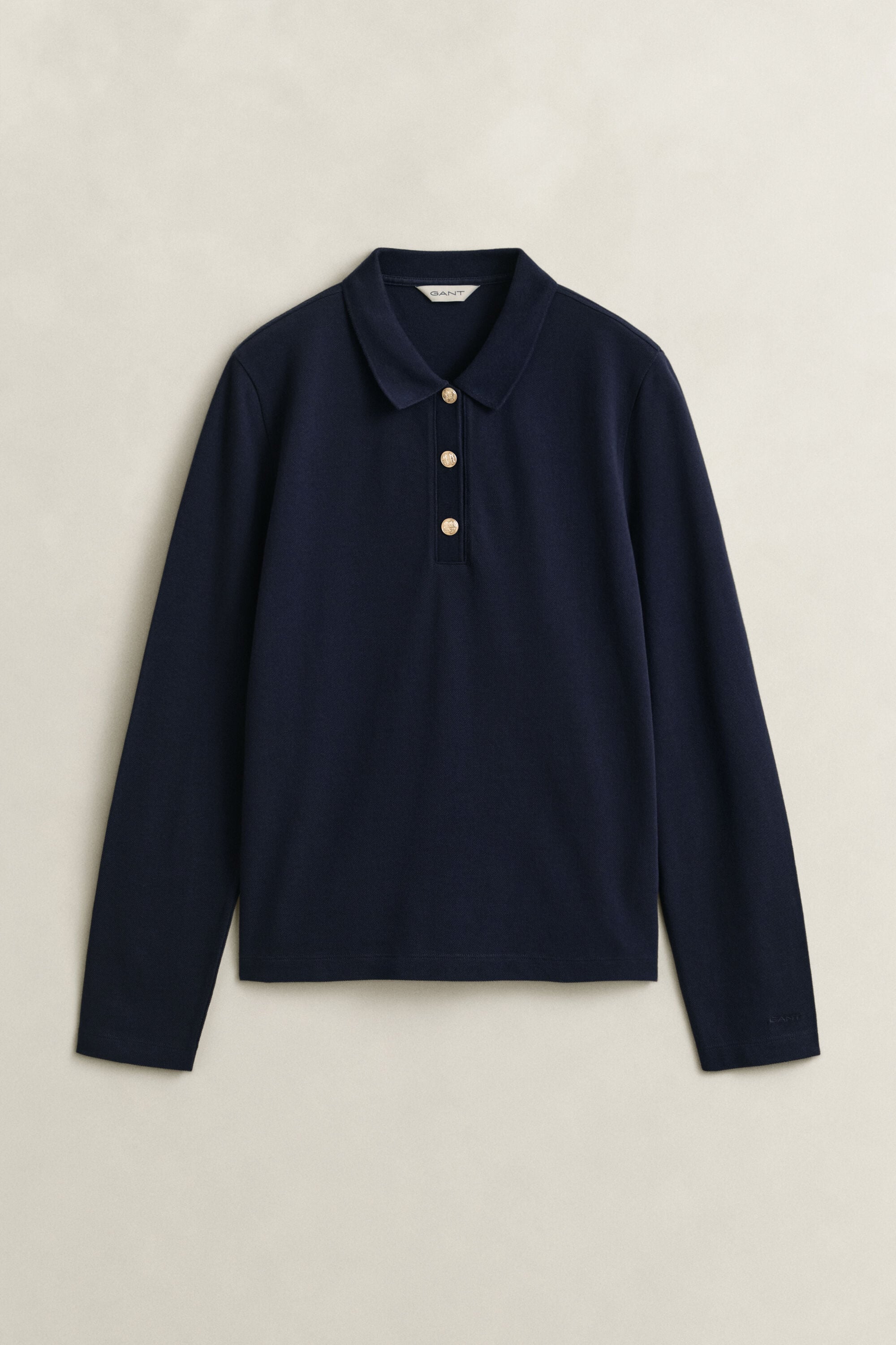 Langærmet piqué polo-top