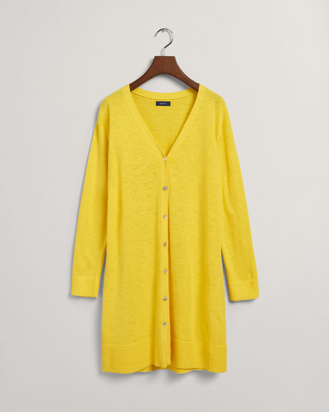 Lang cardigan i h&oslash;rblanding med V-hals