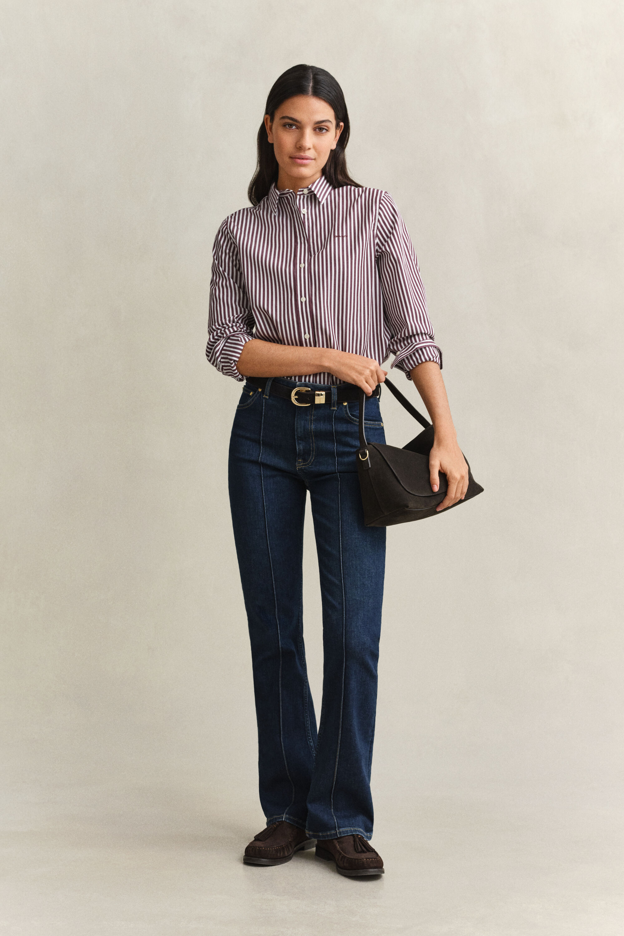Regular fit stribet klassisk poplin-skjorte