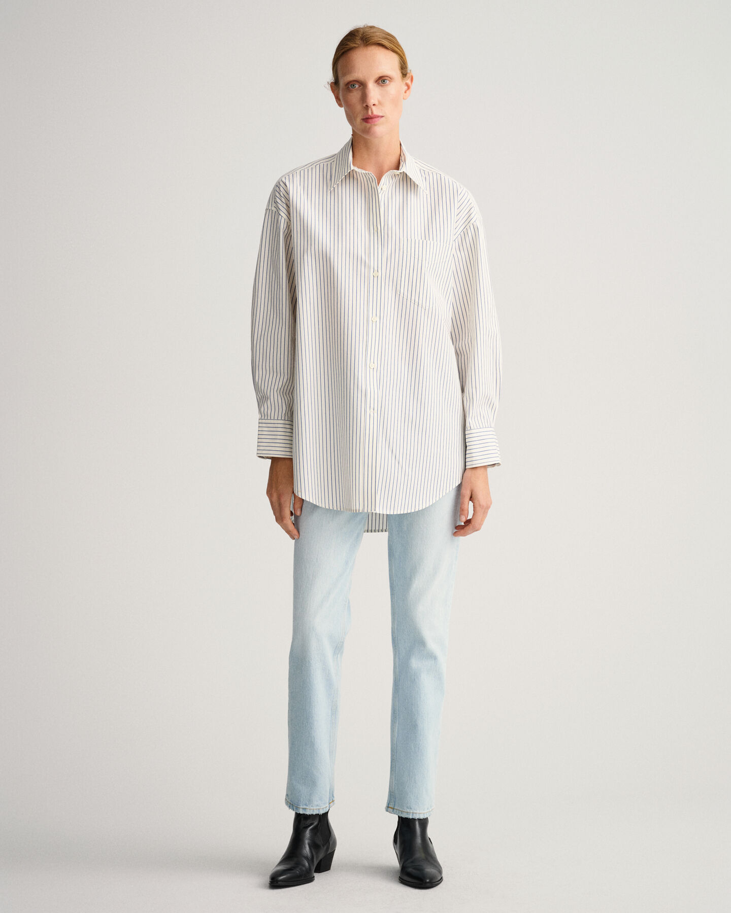 Overdimensioneret nålestribet skjorte