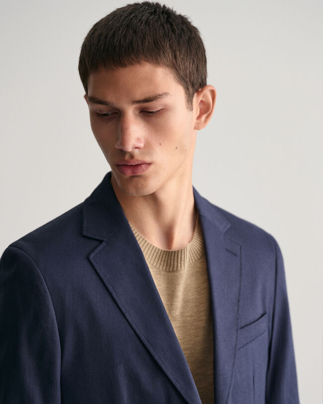 Jakkes&aelig;t-blazer af h&oslash;r og bomuld