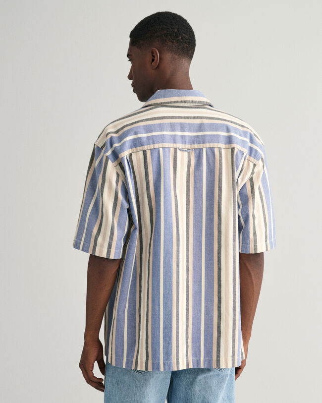 Relaxed fit kort&aelig;rmet skjorte med brede striber