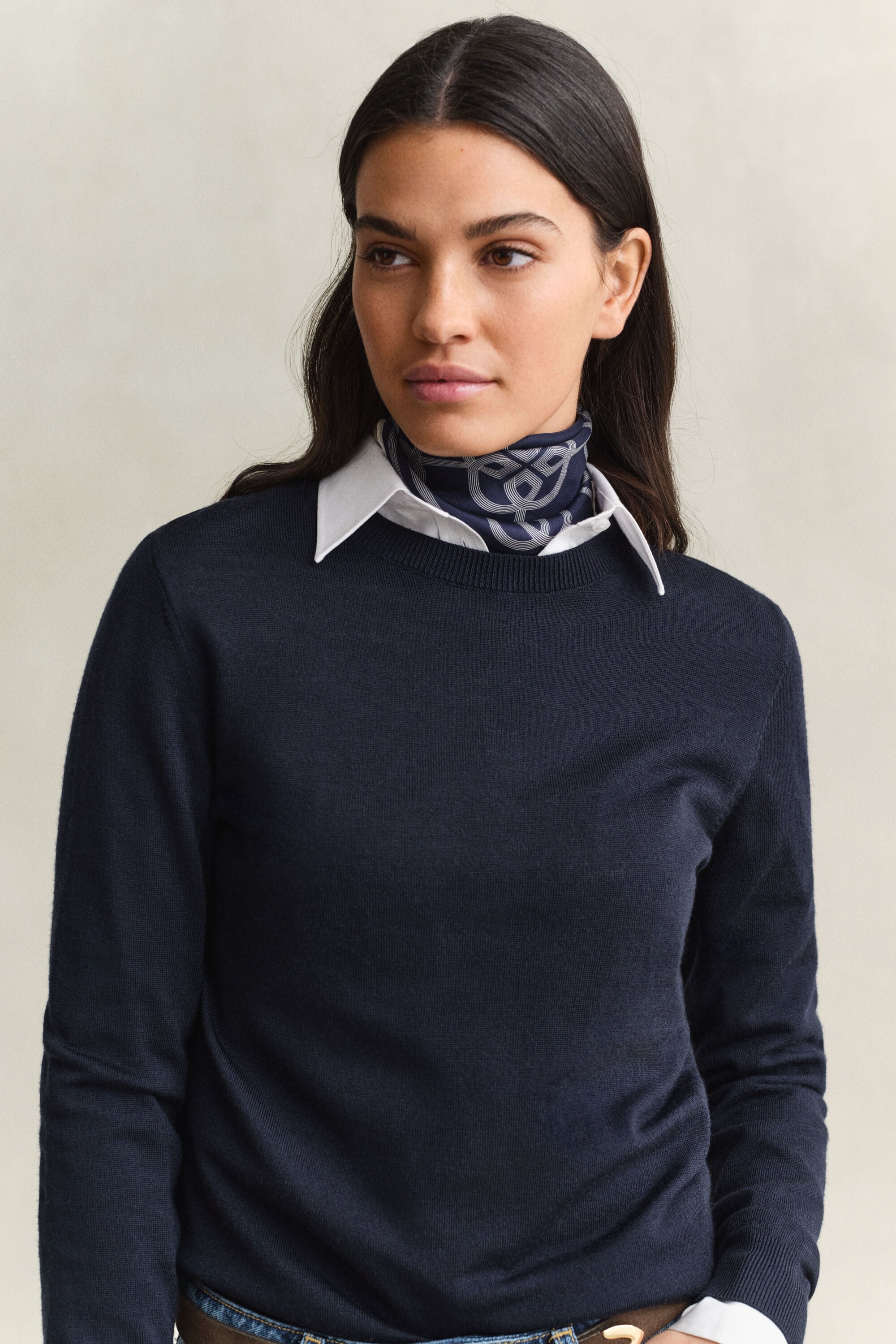 Crewneck sweater af ekstra fin merinould