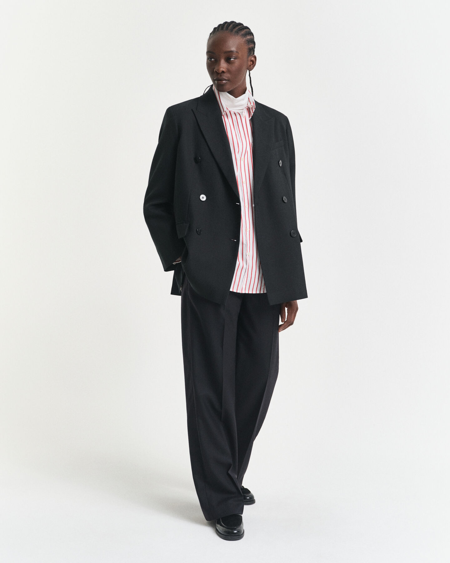 Relaxed fit klassisk stribet poplin-skjorte