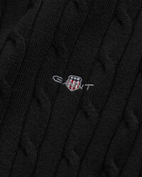 Crewneck sweater af strækbomuld med kabelstrik